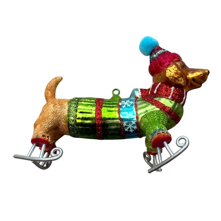Christmas Ornament Dachshund on Skates