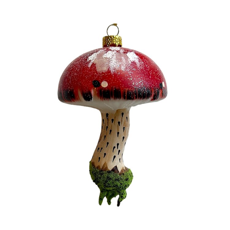 Kerstbal Paddenstoel met Mos
