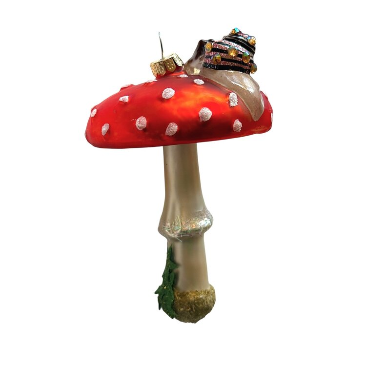 Christmas Ornament Mushroom with a Snail