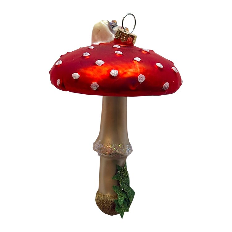 Christmas Ornament Mushroom with a Snail