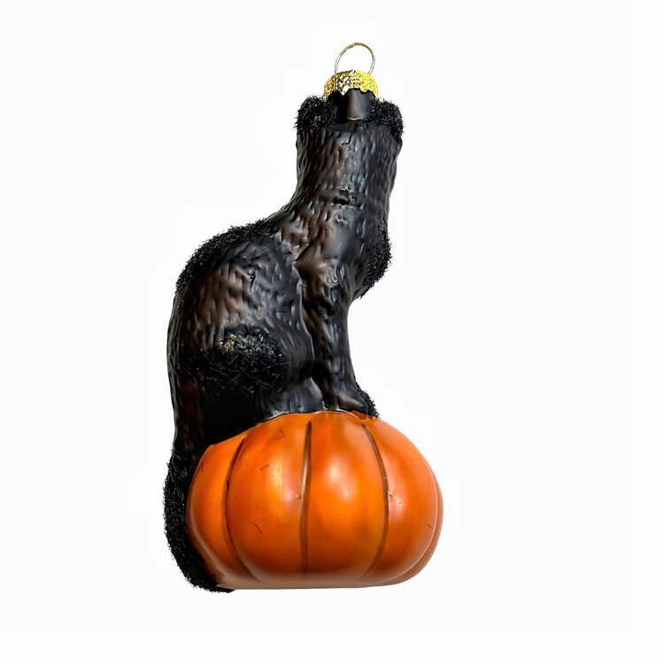 Christmas Decoration Cat on a Little Pumpkin