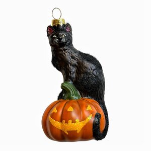 Christmas Decoration Cat on a Little Pumpkin