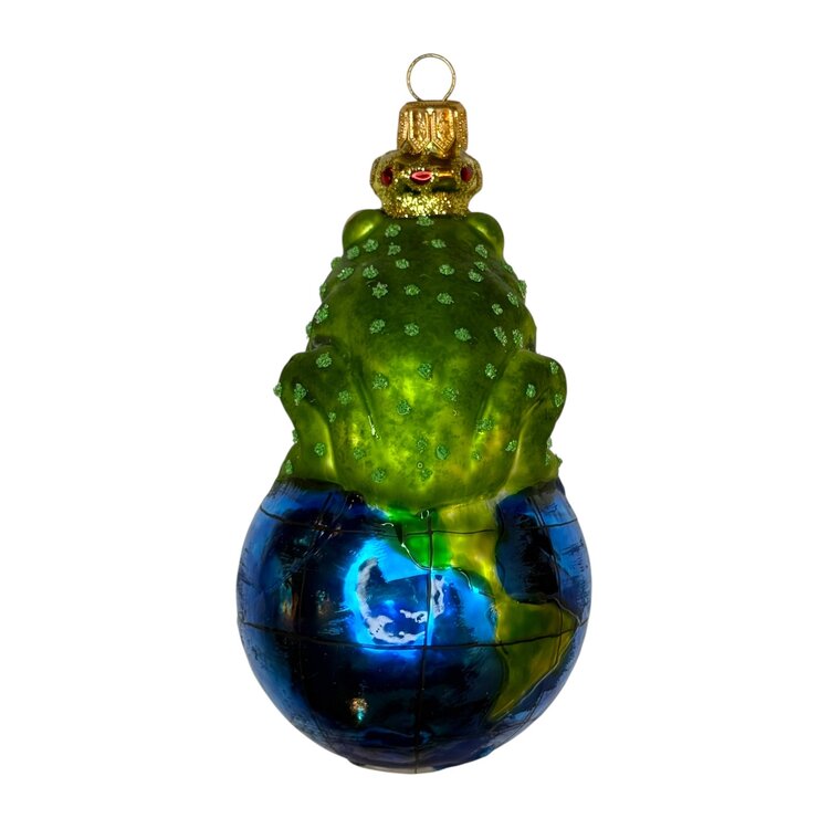 Christmas Ornament Frog on a Globe