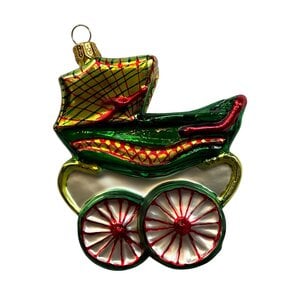 Kerstbal Kinderwagen Rood-Groen