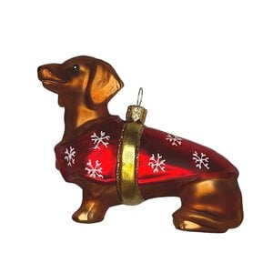 Christmas Decoration Little Dachshund in Red Coat