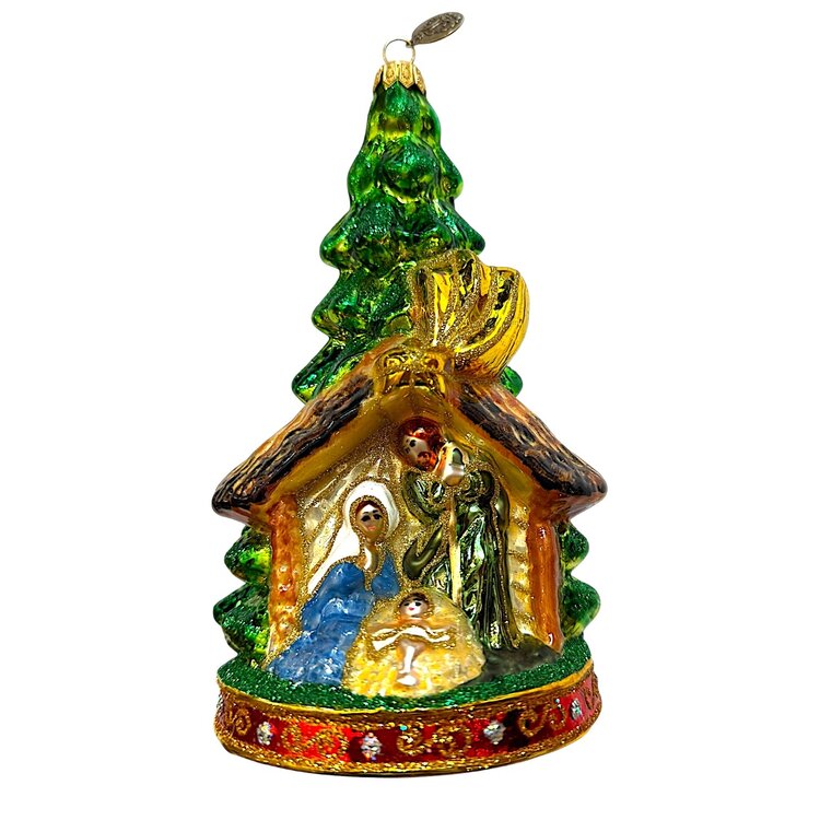 Kerstbal Dennenboom met Kerststalletje