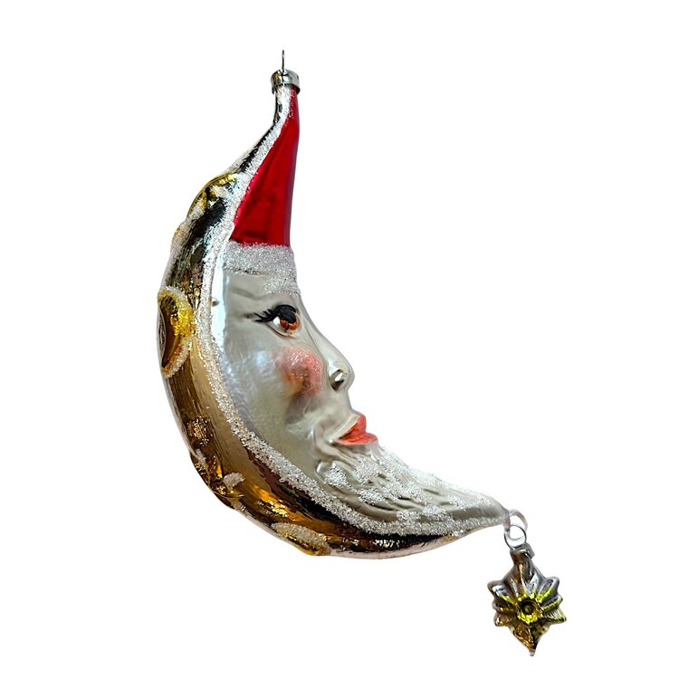 Christmas Ornament Moon with a Little Star