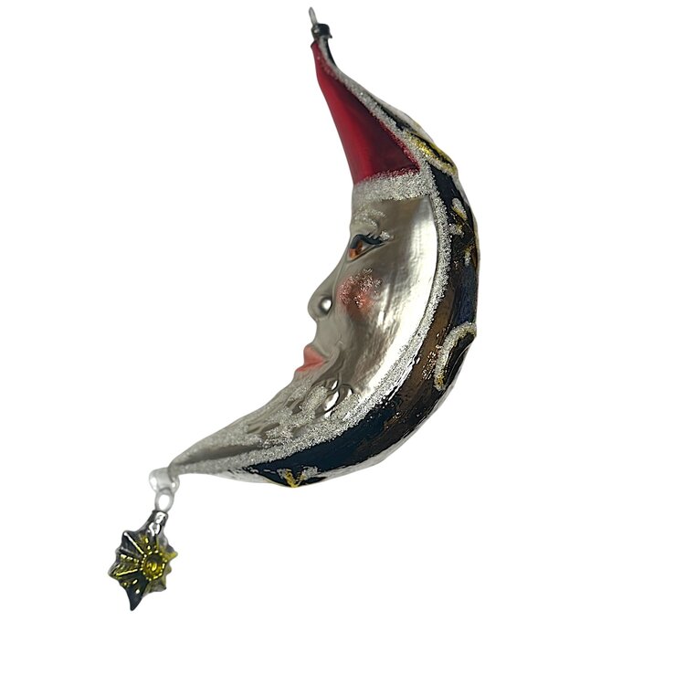 Christmas Ornament Moon with a Little Star