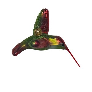Kerstbal Kolibrie Groen met Rood
