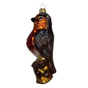 Christmas Ornament Robin on Tree Trunk