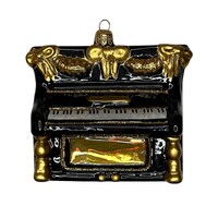 Kerstbal Piano Zwart