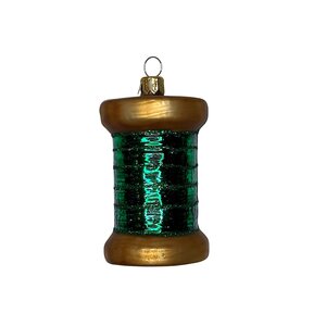 Christmas Ornament Spool of Thread Green