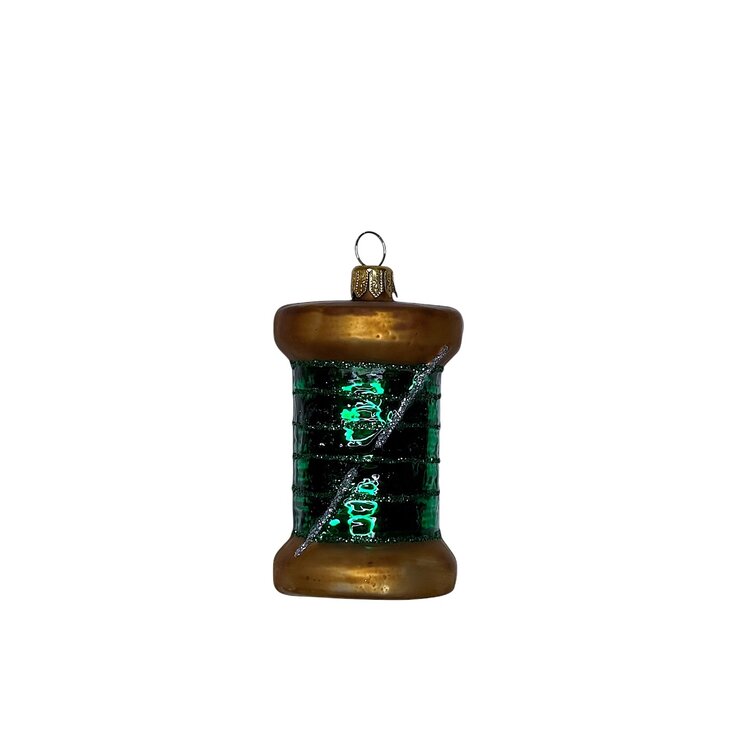 Christmas Ornament Spool of Thread Green