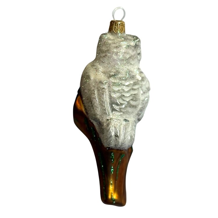 Christmas Ornament Little Owl on a Tree Trunk