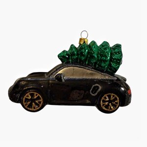 Kerstbal Race auto met Kerstboom