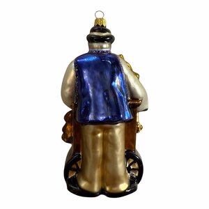 Christmas Ornament Organ Grinder Blue