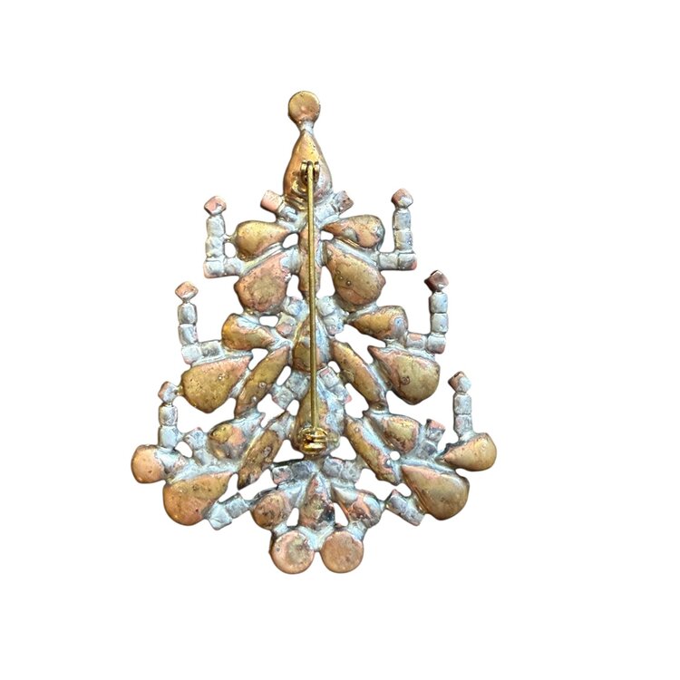 Kerstbroche Emerald & Blue