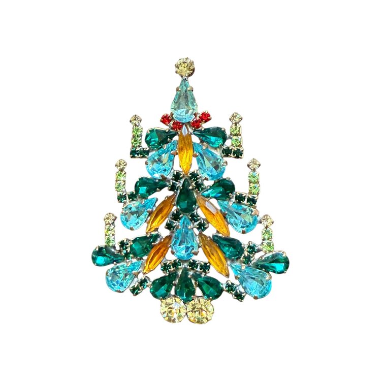 Christmas Brooch Emerald & Blue