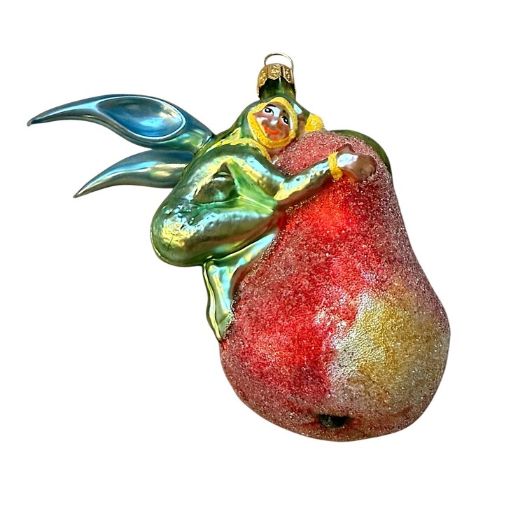Christmas Ornament Elf on a Pear