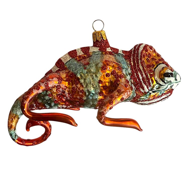 Christmas Ornament Chameleon Orange-Red