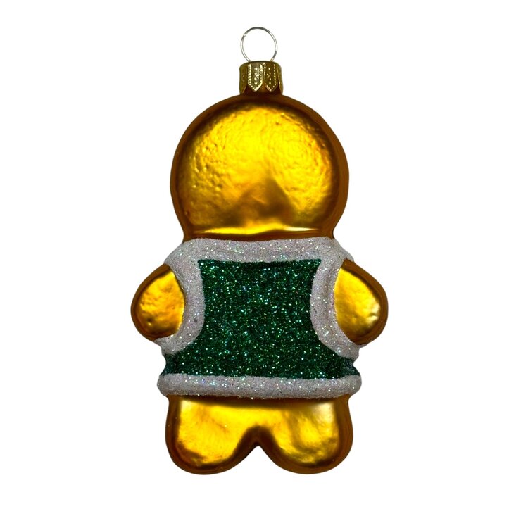Christmas Ornament Gingerbread Man Green Jacket