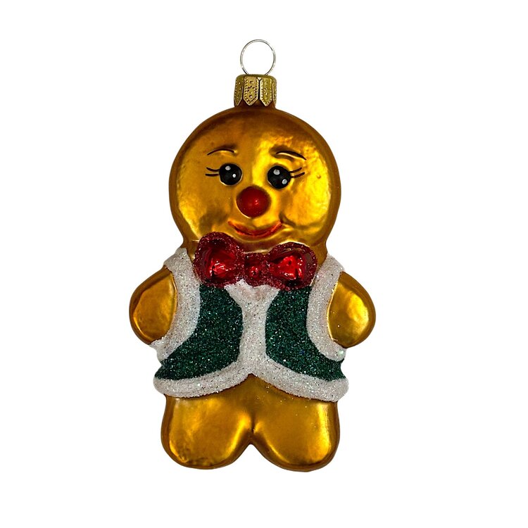 Christmas Ornament Gingerbread Man Green Jacket