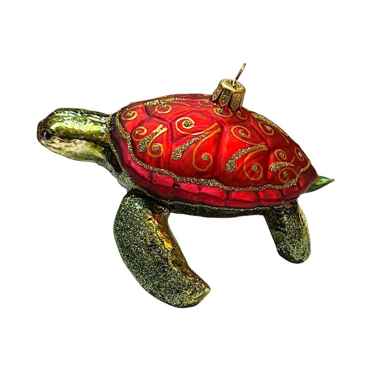 Kerstbal Grote Zeeschildpad Rood