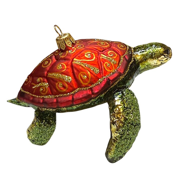 Kerstbal Grote Zeeschildpad Rood