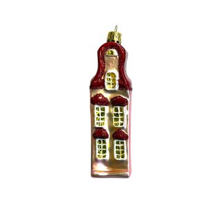 Kerstbal Klein Huisje Roze