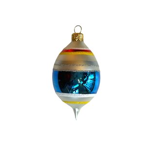 Kerstbal Reflector Klein Blauw Gestreept