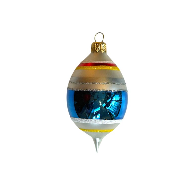 Kerstbal Reflector Klein Blauw Gestreept