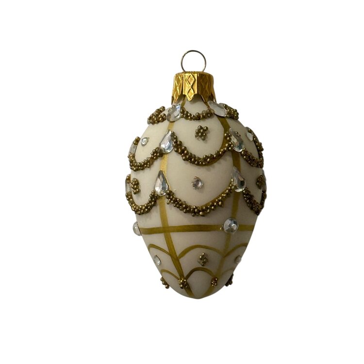 Kerstbal Paasei “Fabergé Pearled”