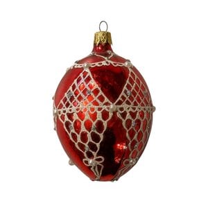 Kerstbal Fabergé Paasei Dentelle Rood