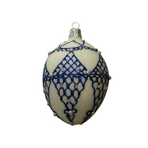 Christmas Ornament Fabergé Easter Egg Dentelle Blue