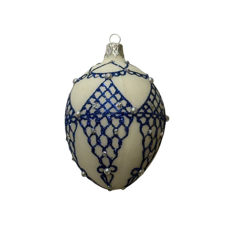Christmas Ornament Fabergé Easter Egg Dentelle Blue