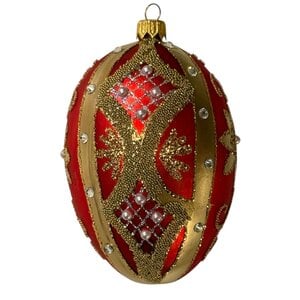Christmas Ornament Fabergé Easter Egg Large Royal Red