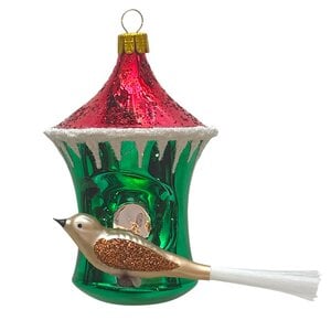 Christmas Decoration Birdhouse with Bird