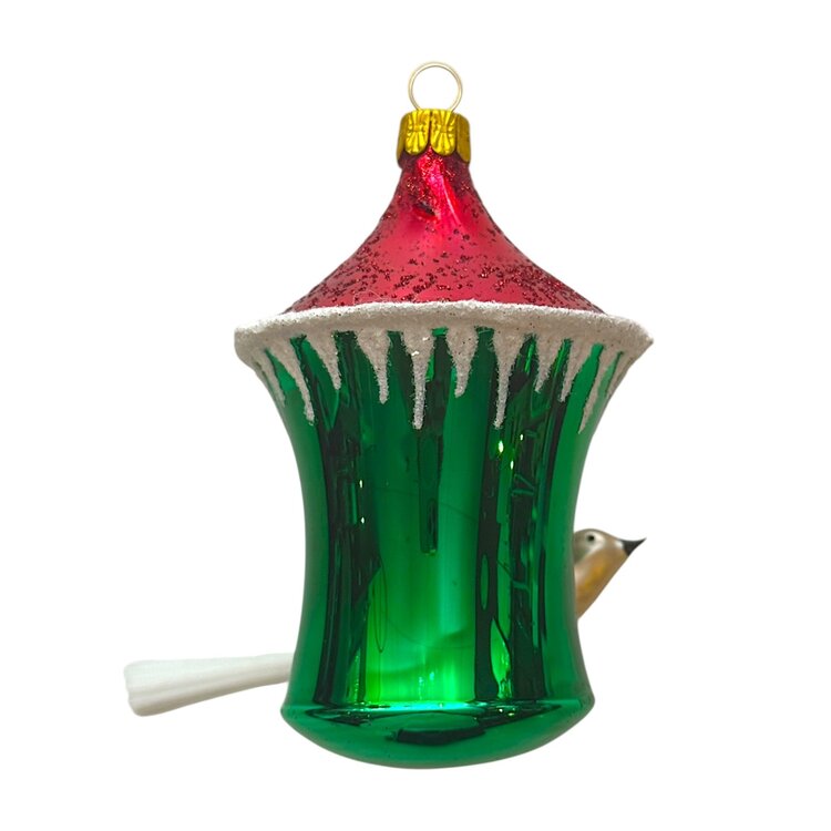 Kerstbal Vogelhuisje met Vogeltje