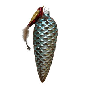 Christmas Decoration Bird on Pinecone Colourful