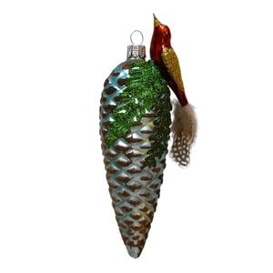 Kerstbal Vogel op Dennenappel Kleurrijk