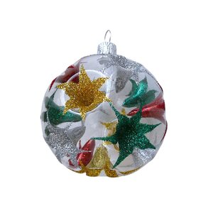 Christmas Bauble Transparent  with Multicoloured Stars