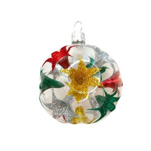 Christmas Bauble Transparent  with Multicoloured Stars