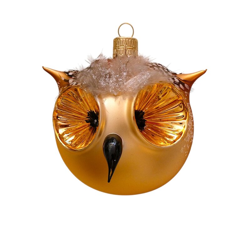 Kerstbal Uilenkop met Veren