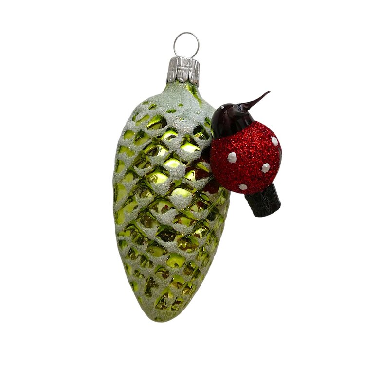 Christmas Decoration Pine Cone with Ladybird