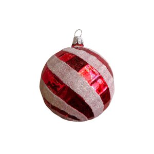 Kerstbal Swirl Rood-Wit