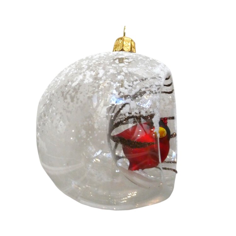 Kerstbal  Transparant met Rode Kardinaal