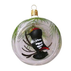 Kerstbal Transparant met Spechtje