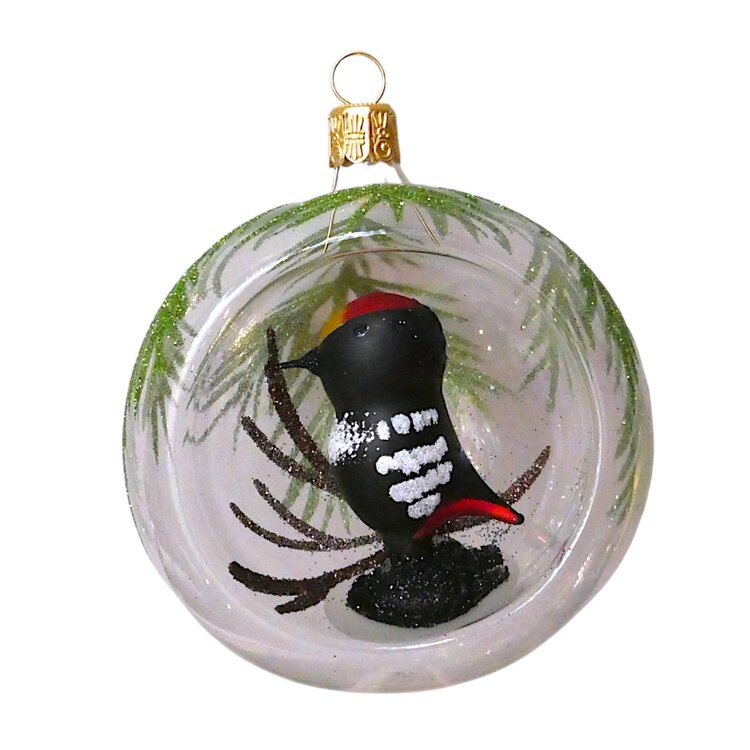 Christmas Ornament Transparent with Little Woodpecker