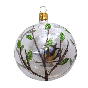 Kerstbal  Transparant met Koolmeesje