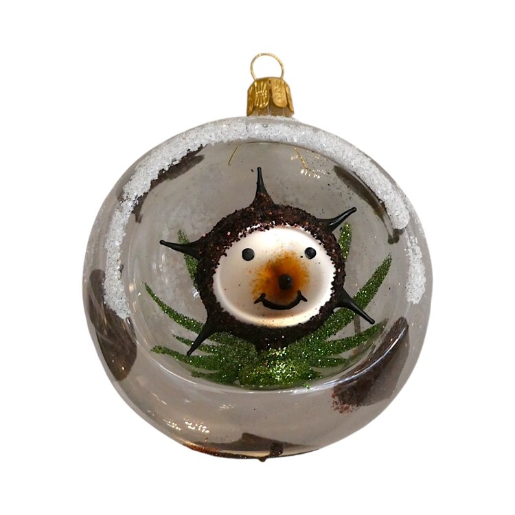 Christmas Ornament Transparent with Little Hedgehog